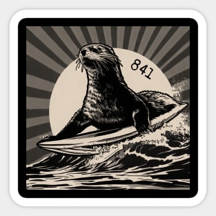 OTTER 841 Surfing Otter Santa Cruz Sticker